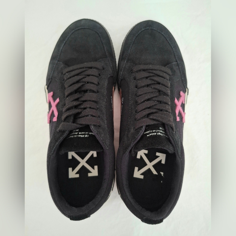 Off-White Men's Unisex Black Suede/Canvas Vulcanized Low Top Sneakers Size 41 - Picture 7 of 13